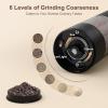 imageUltrean Pepper Grinder Rechargeable Salt and Pepper Grinder with 6 Adjustable Coarseness LED Light OneHand Automatic Operation BlackBlack