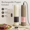 imageUltrean Pepper Grinder Rechargeable Salt and Pepper Grinder with 6 Adjustable Coarseness LED Light OneHand Automatic Operation BlackBrownCream
