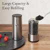 imageUltrean Pepper Grinder Rechargeable Salt and Pepper Grinder with 6 Adjustable Coarseness LED Light OneHand Automatic Operation BlackClassic Silver