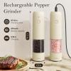 imageUltrean Pepper Grinder Rechargeable Salt and Pepper Grinder with 6 Adjustable Coarseness LED Light OneHand Automatic Operation BlackCream