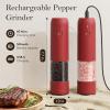 imageUltrean Pepper Grinder Rechargeable Salt and Pepper Grinder with 6 Adjustable Coarseness LED Light OneHand Automatic Operation BlackCrimson Red