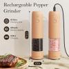 imageUltrean Pepper Grinder Rechargeable Salt and Pepper Grinder with 6 Adjustable Coarseness LED Light OneHand Automatic Operation BlackLight Orange