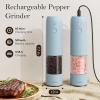 imageUltrean Pepper Grinder Rechargeable Salt and Pepper Grinder with 6 Adjustable Coarseness LED Light OneHand Automatic Operation BlackSky Blue