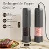 imageUltrean Pepper Grinder Rechargeable Salt and Pepper Grinder with 6 Adjustable Coarseness LED Light OneHand Automatic Operation BlackStarry Gray