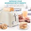 imageUltrean Toaster 2 Slice with ExtraWide Slot for Toasting Bagels Breads Waffles ampamp More Stainless Steel Material with Removable Crumb Tray 6 Browning SettingsCream