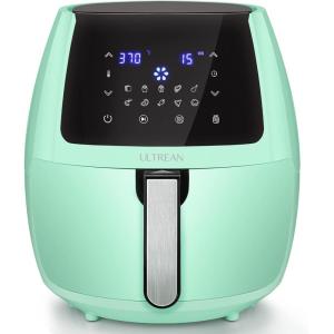 imageUltrean 58 Quart Air Fryer Large Family Size Electric Hot Air Fryers Oilless Cooker with 10 Presets Digital LCD Touch Screen Nonstick Basket 1700W UL Listed Green