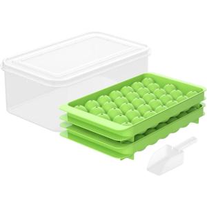 imageUltrean Ice Cube Tray with Lid and Bin Round Ice Cube Tray for Freezer Making 66pcs Easy Release Ice Cube for Coffee 2 Trays 1 Ice Container ampamp Scoop