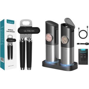 imageUltrean Salt and Pepper Grinder Set ampamp Manual Can Opener