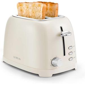 imageUltrean Toaster 2 Slice with ExtraWide Slot for Toasting Bagels Breads Waffles ampamp More Stainless Steel Material with Removable Crumb Tray 6 Browning SettingsCream