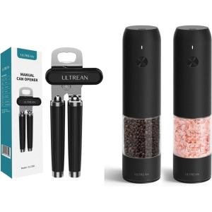 imageUltrean Manual Can Opener ampamp Rechargeable Salt and Pepper Grinder Sets