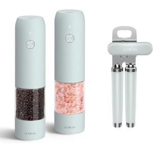 imageUltrean Manual Can Opener ampamp Rechargeable Salt and Pepper Grinder Sets Blue