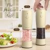 imageUltrean Electric Salt and Pepper Grinder Set Rechargeable Salt and Pepper Shakers 6 Adjustable Coarseness LED Light Kitchen Gadget ampamp Housewarming Gift Black ampamp White6Cream