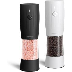 imageUltrean Electric Salt and Pepper Grinder Set Rechargeable Salt and Pepper Shakers 6 Adjustable Coarseness LED Light Kitchen Gadget ampamp Housewarming Gift Black ampamp White1Black  White