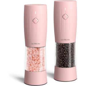 imageUltrean Electric Salt and Pepper Grinder Set Rechargeable Salt and Pepper Shakers 6 Adjustable Coarseness LED Light Kitchen Gadget ampamp Housewarming Gift Black ampamp White7Pink