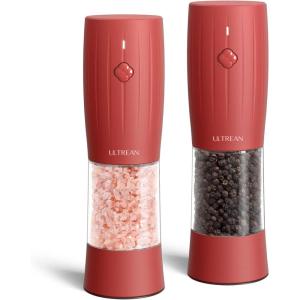 imageUltrean Electric Salt and Pepper Grinder Set Rechargeable Salt and Pepper Shakers 6 Adjustable Coarseness LED Light Kitchen Gadget ampamp Housewarming Gift Black ampamp White5Crimson Red
