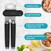 imageUltrean Manual Can Opener Bottle Opener Heavy Duty Stainless Steel Smooth Edge Manual Hand Held Can Opener With Soft Touch Handle Rust Proof Oversized Handheld Easy Turn Knob GrayBlack