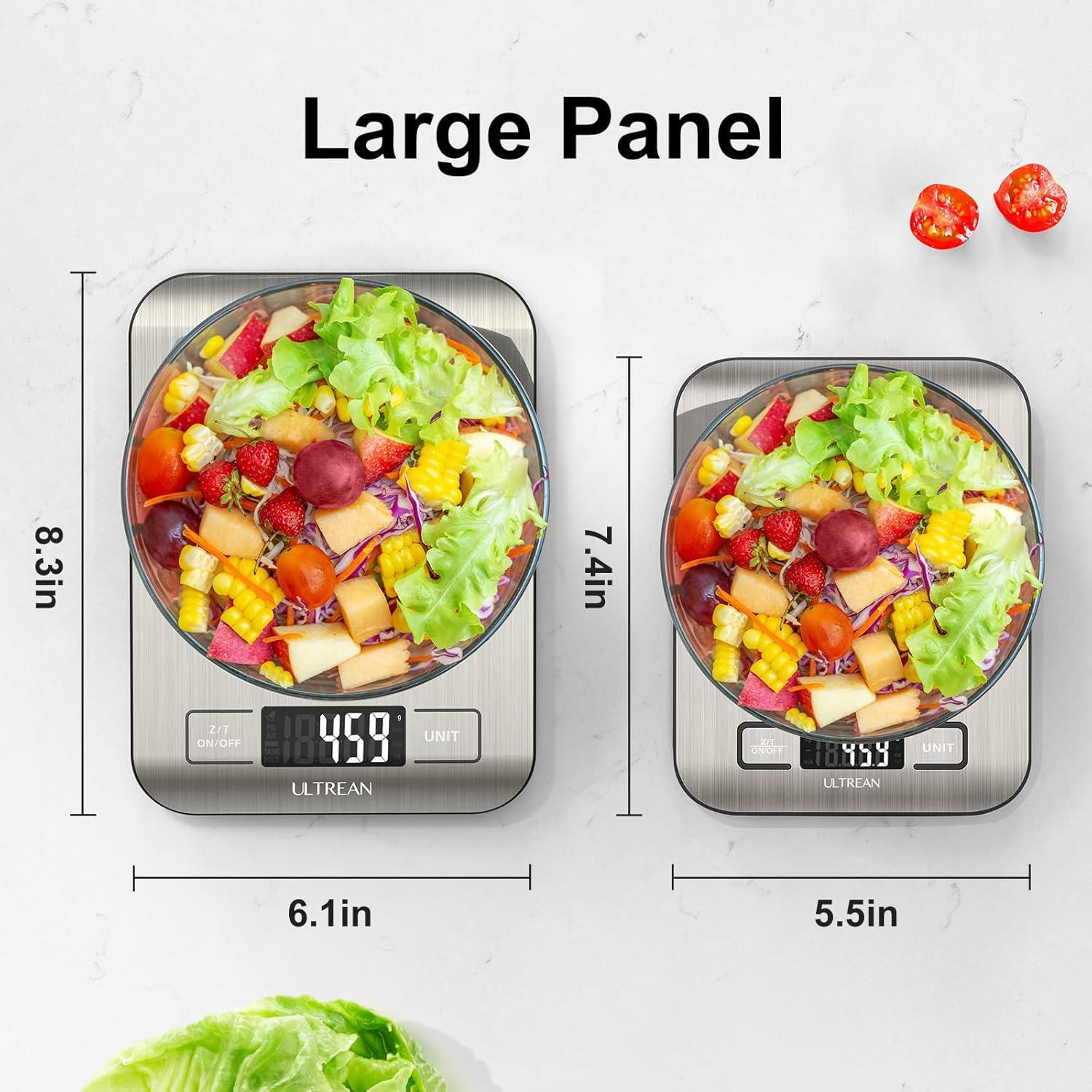 imageUltrean Smart Food Kitchen Scale with Nutritional Calculator Free App for Macro ampamp Calorie Tracking AI Scan Digital Grams and Ounces for Weight Loss Rechargeable Stainless Steel 33lbLarge