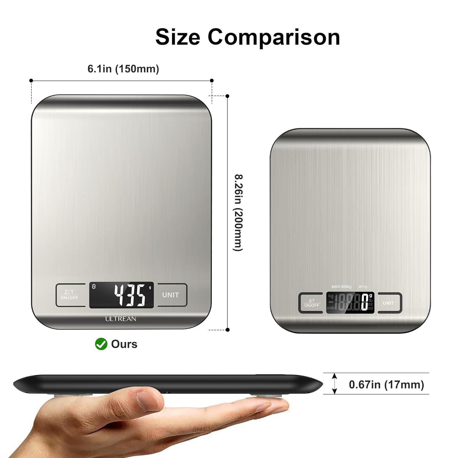imageUltrean Smart Food Kitchen Scale with Nutritional Calculator Free App for Macro ampamp Calorie Tracking AI Scan Digital Grams and Ounces for Weight Loss Rechargeable Stainless Steel 33lbXLarge